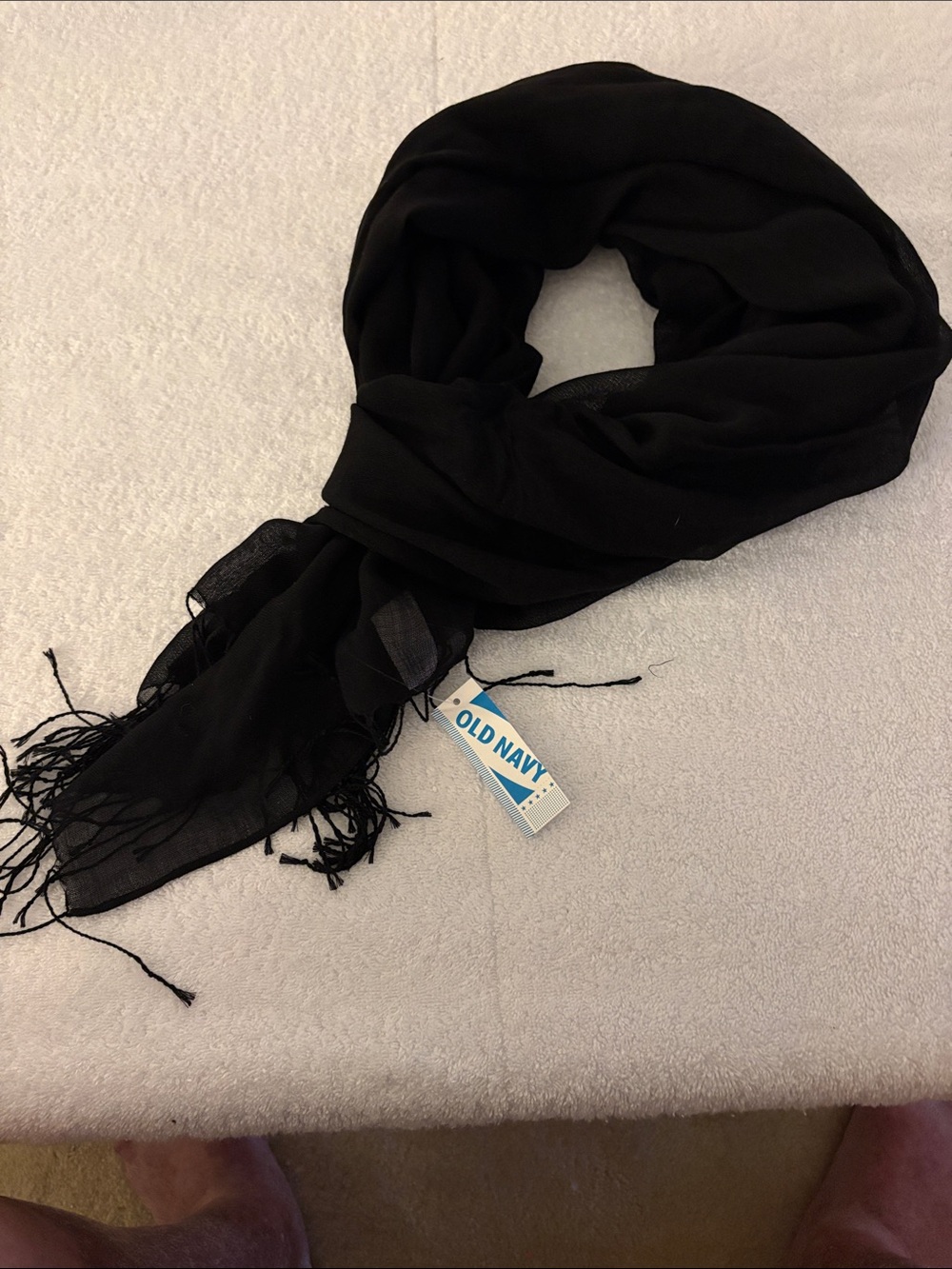 Old Navy Black Fringed Lightweight Wrap Scarf